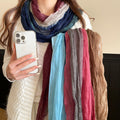 Simple Color Block Soft Versatile Long Scarf 6W6NSC227
