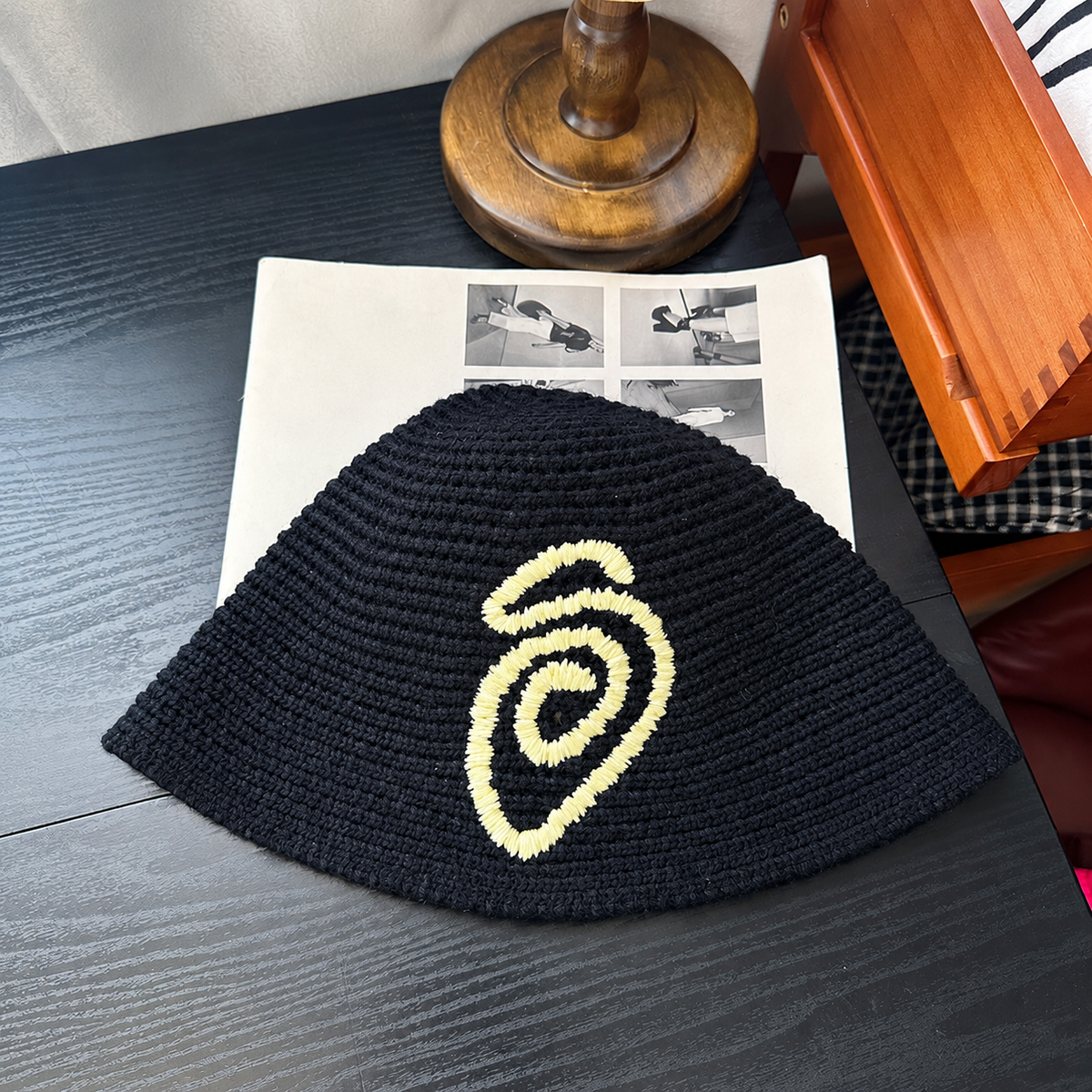 Stylish Mosquito Coil Embroidery Knit Bucket Hat 6W6HAT677