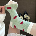 Striped Apple Print Socks - DippedShop Wholesale - #6355