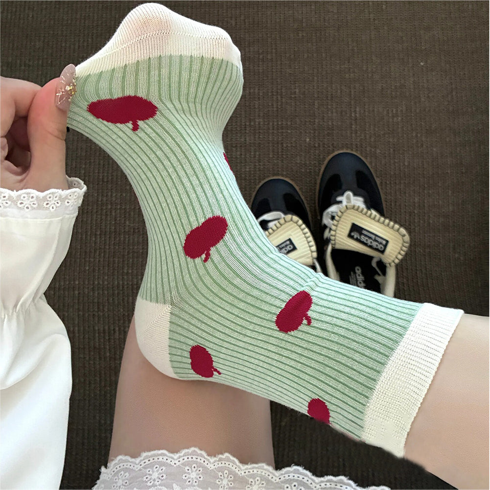 Striped Apple Print Socks - DippedShop Wholesale - #6355