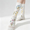 Floral Embossed Crew Socks - DippedShop Wholesale - #2179