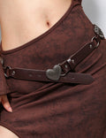 Vintage Metal Heart Wide Leather Waist Belt 6W6JBT211