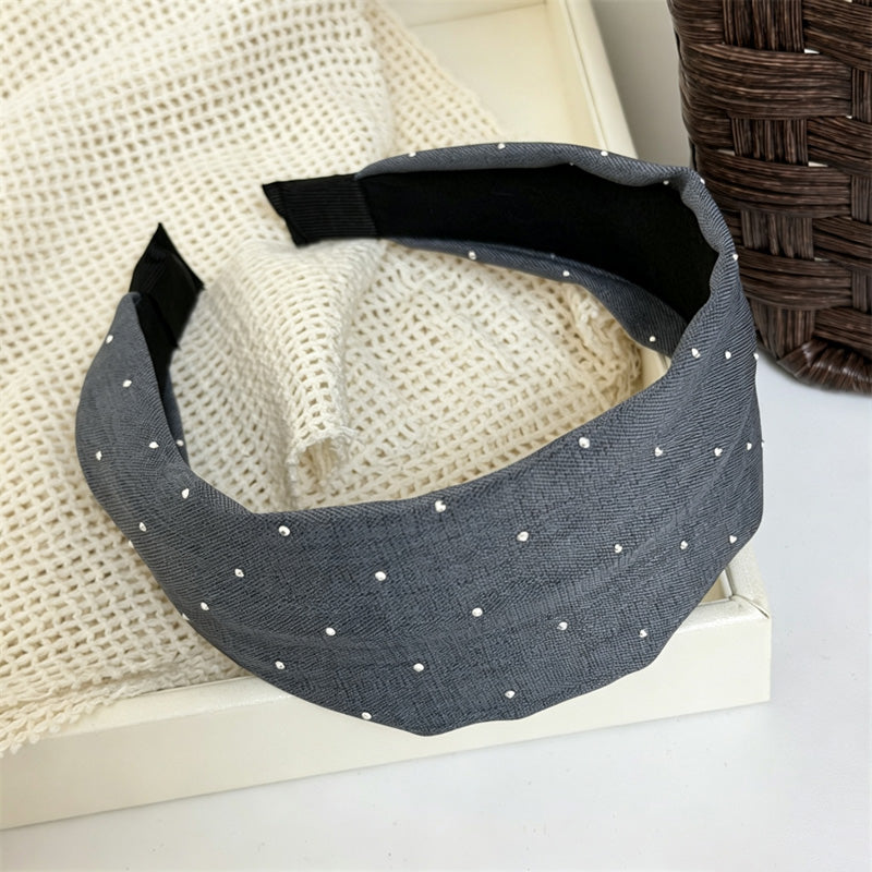French Style Rhinestone Wide Fabric Headband 6W6HBD309