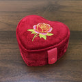 Soft Velvet Floral Embroidery Heart Jewelry Case 6H13HSJ157
