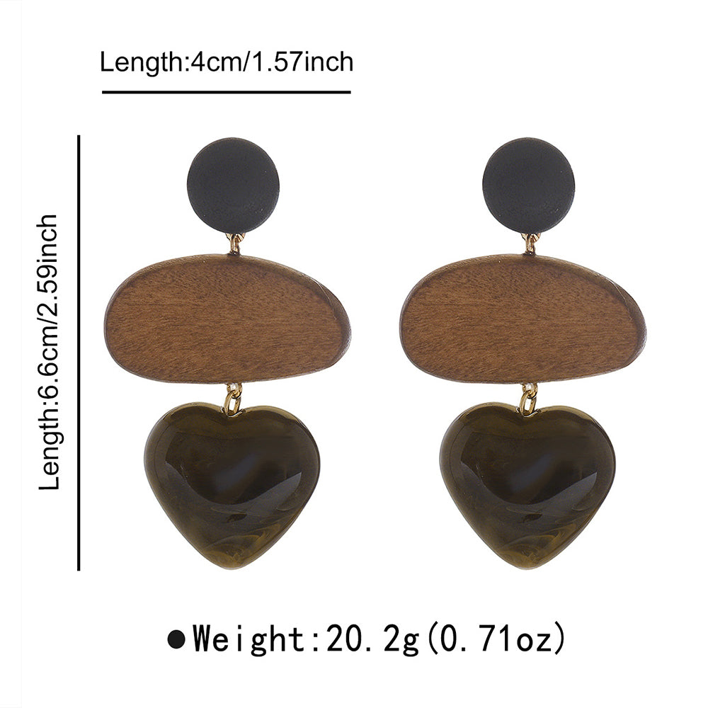 Wooden Heart Drop Earrings - DippedShop Wholesale - #1811