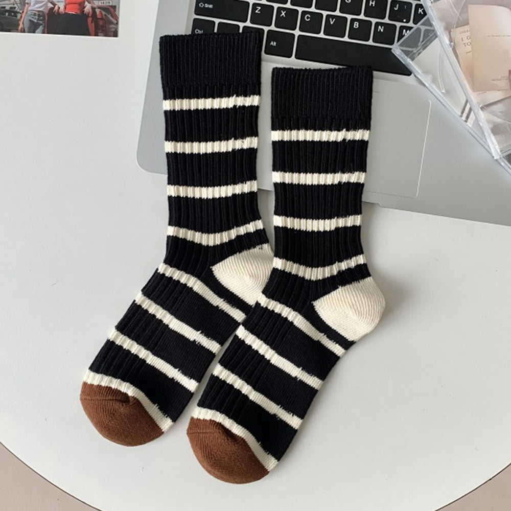Striped Rib Knit Socks - DippedShop Wholesale - #7075