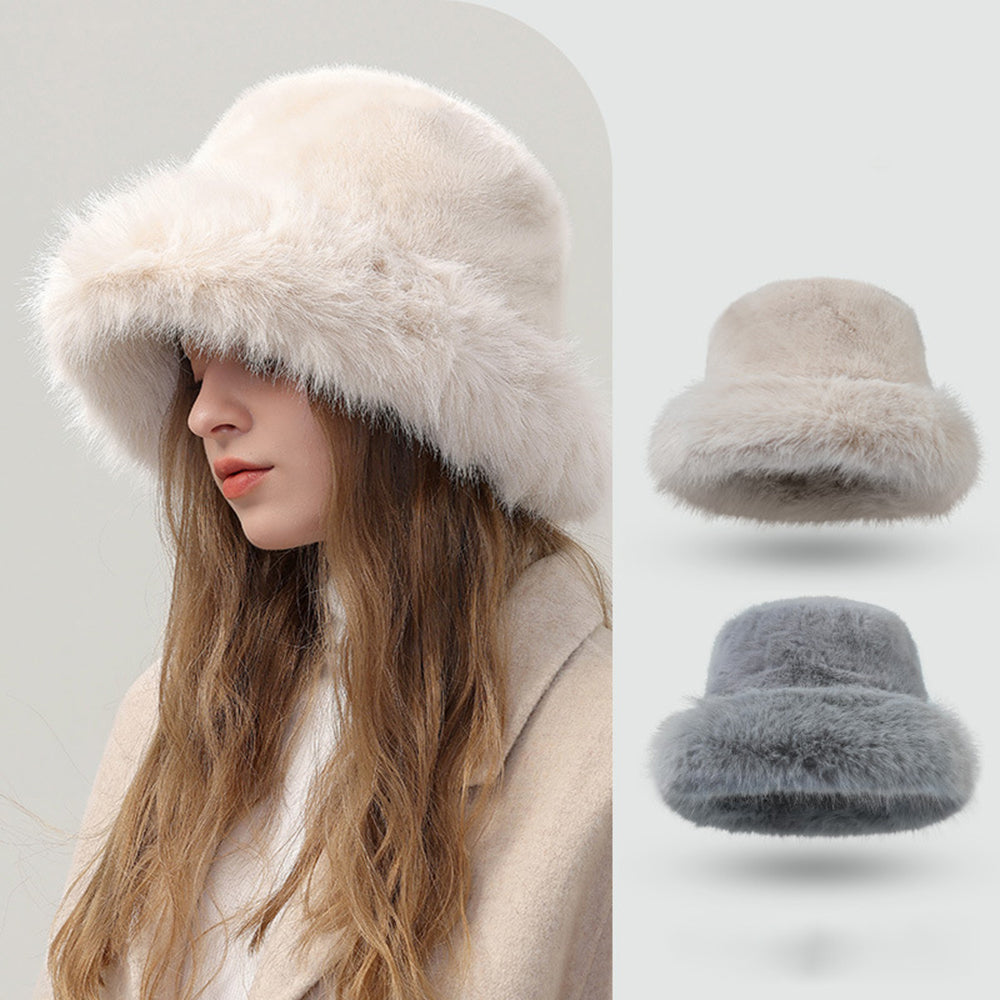 Imitation Rabbit Fur Bucket Hat - DippedShop Wholesale - #8675