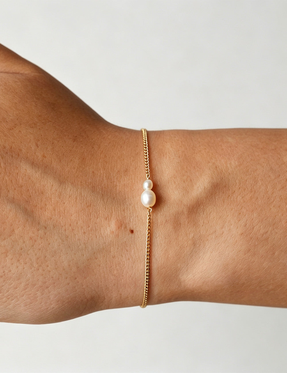 Fashion Gold Plated Pearl Link Chain Bracelet 6W6JBR366