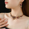 Vintage Gold Plated Rhinestone Tree Leaf Choker Necklace 6W6JNC968