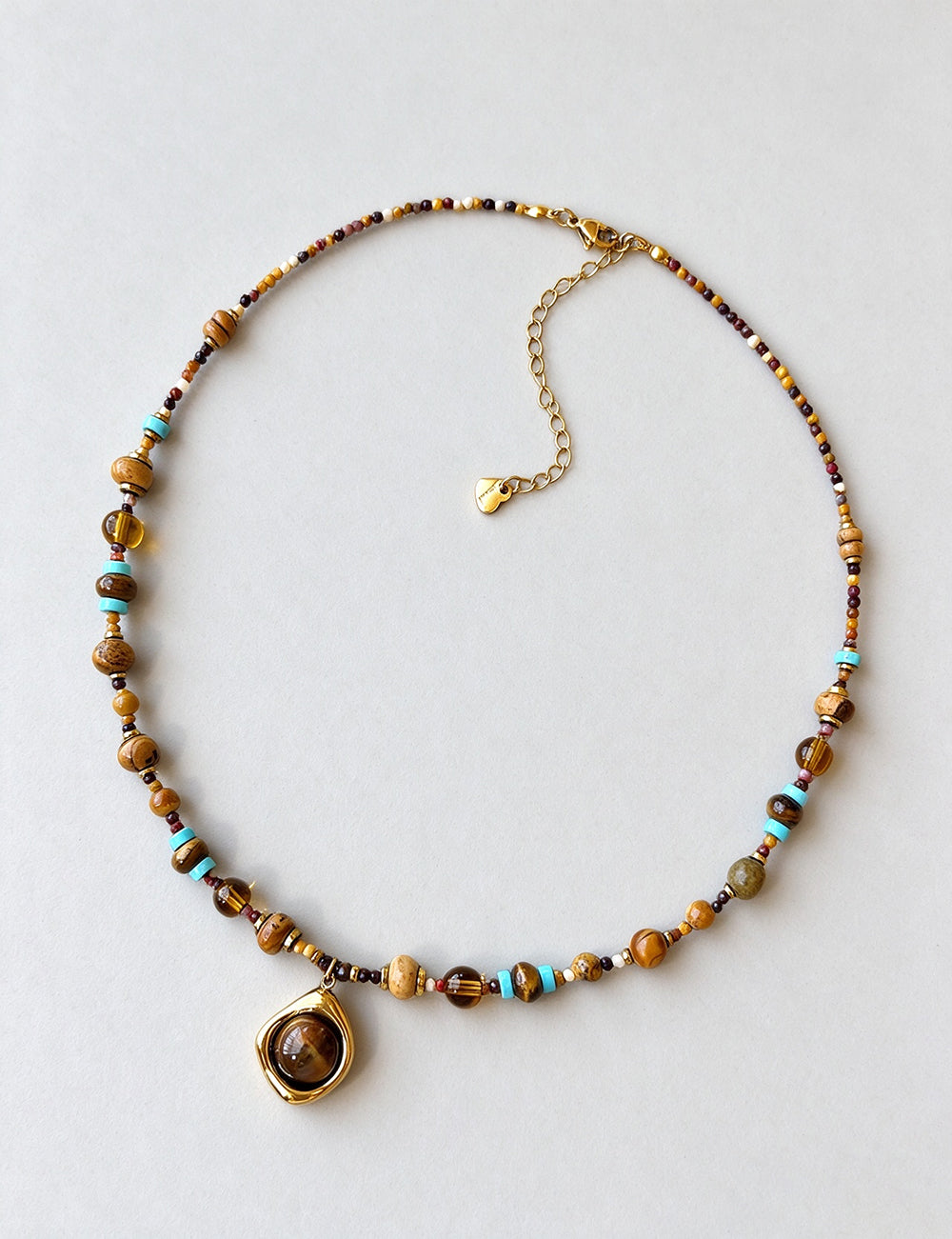 Tiger Eye Beaded Necklace - DippedShop Wholesale - #2179
