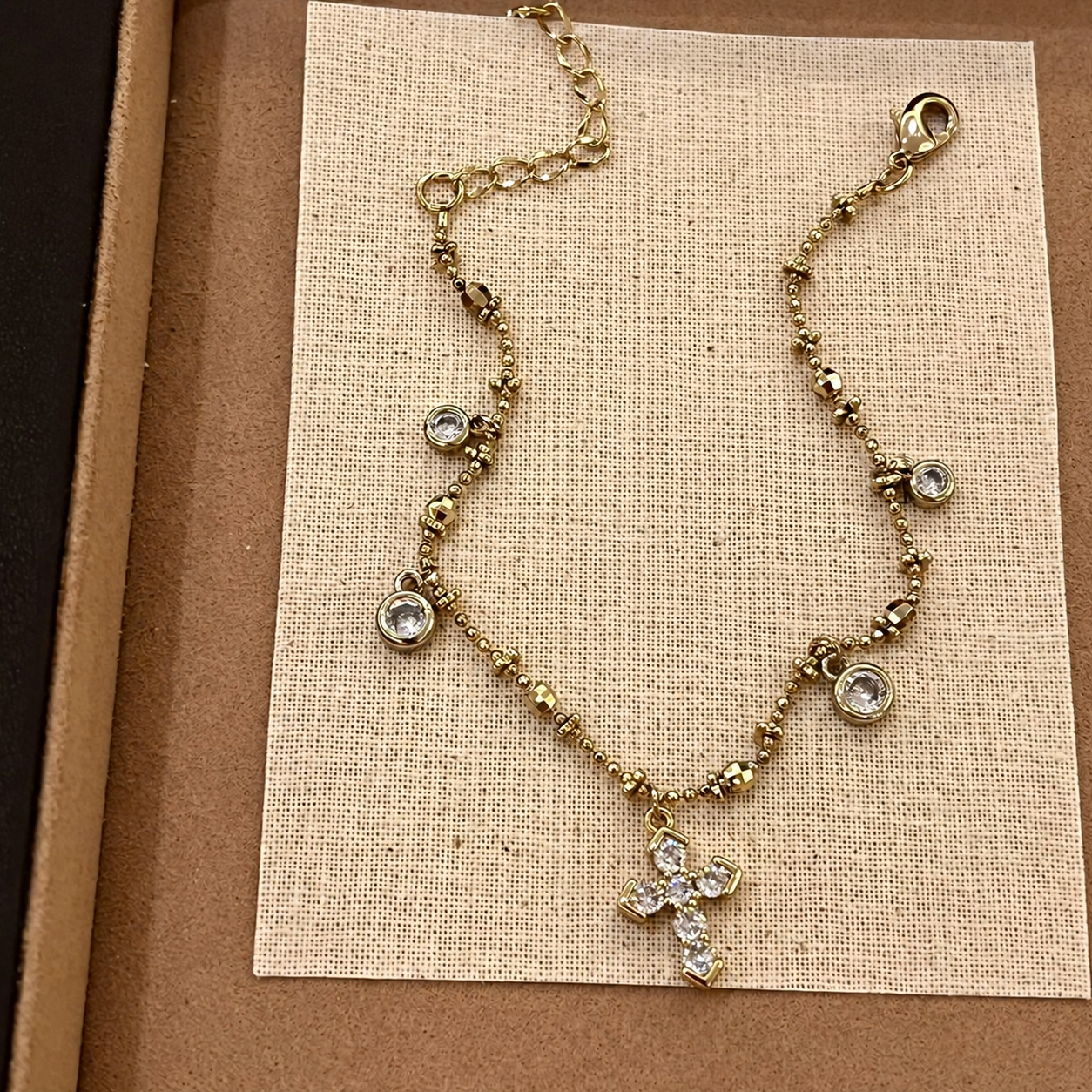 Vintage Cross Pendant Rhinestones Tassel Bracelets 6W6JBR636