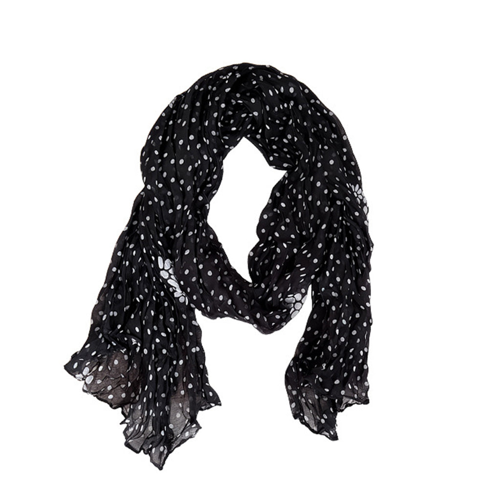Vintage Cotton Linen Polka Dot Long Scarf 6W6NSC228