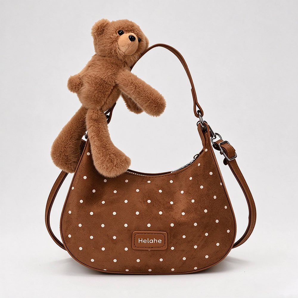 Sweet Plush Bear Charm Polka Dot  Shoulder Bag 6W10BBG2478