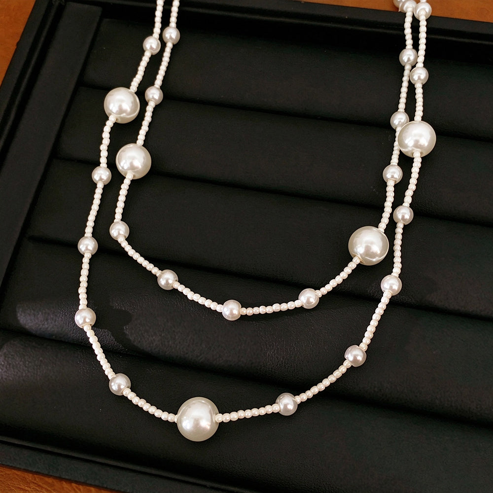 Minimalist Double Layer Beads Chain Necklace 6W6JNC932