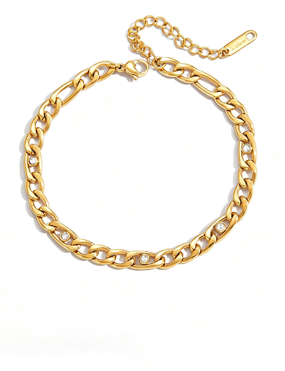 Chunky Gold Plated Cubic Zirconia Chain Bracelet 6W6JBR359