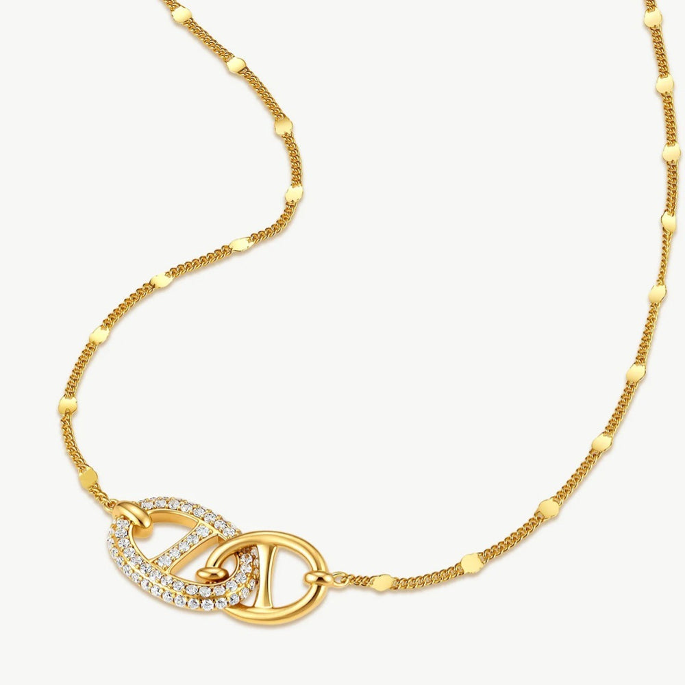 Trendy Cubic Zircon Gold Plated Chain Necklace 6W6JNC1028