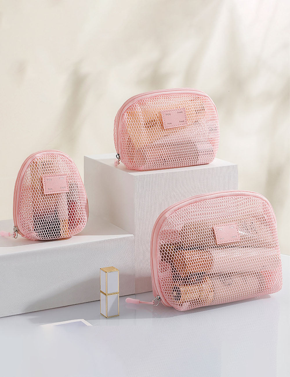Dopamine Solid Color Mesh Portable Makeup Bag MK2BW6S10BOB83