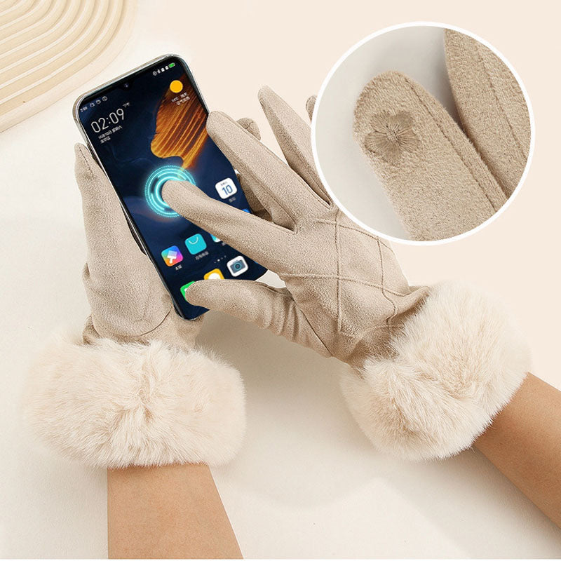 Plaid Suede Touch Screen Gloves - DippedShop Wholesale - #1603