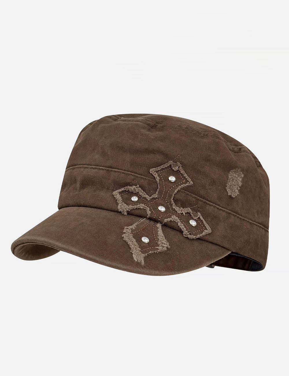 Retro Cross Embroidered Flat Cap - DippedShop Wholesale - #4243