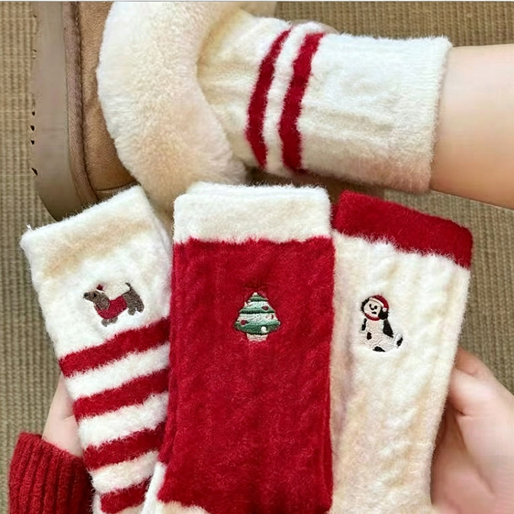 Christmas Embroidered Cable Crew Socks 6W8FSO909