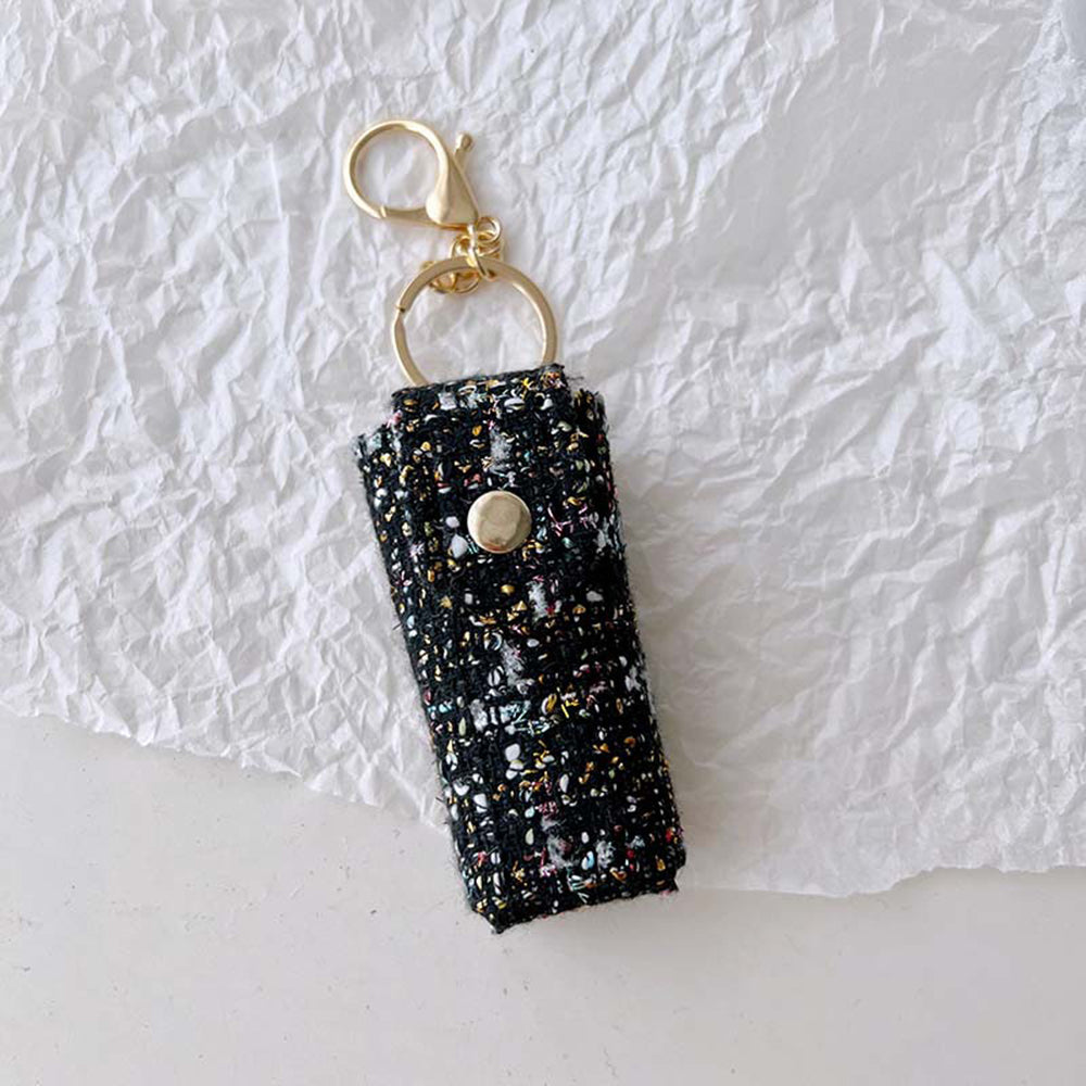 Tweed Lipstick Pouch Keychain - DippedShop Wholesale - #9187