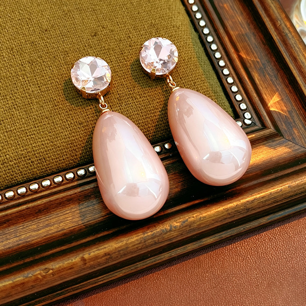 Elegant Rhinestone Pearl Teardrop Drop Earrings 6W6JER747