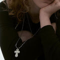 Gemstone Cross Pendant Necklace - DippedShop Wholesale - #8035