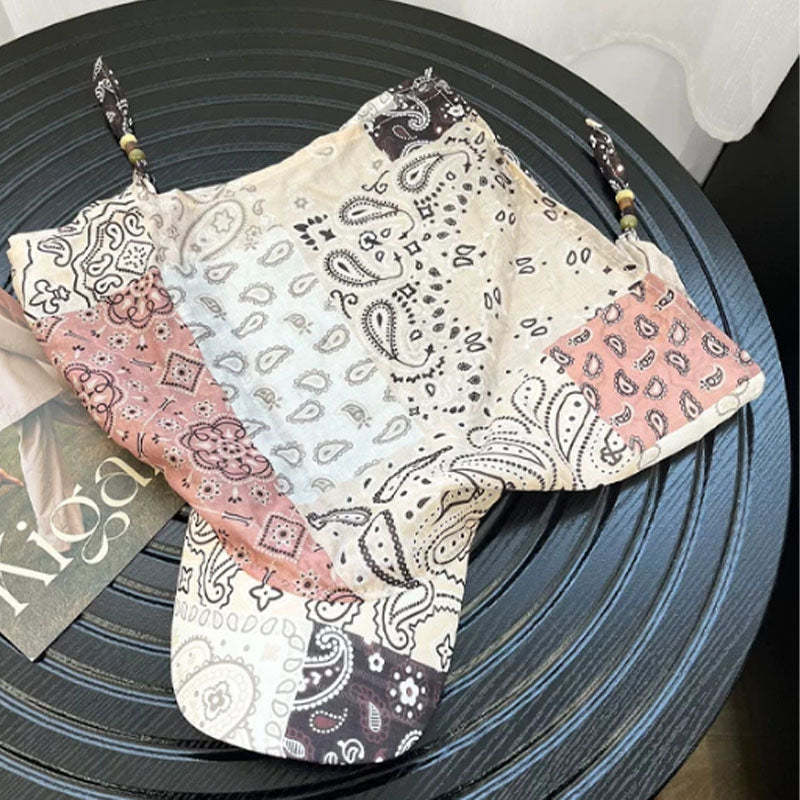 Retro Cashew Printed Beaded Strap Bandana Caps MK2COW6W6HAT204