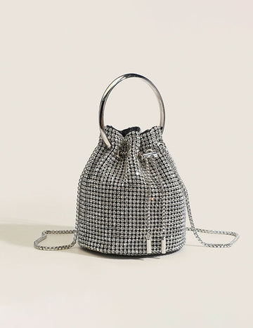 Luxury Sparkling Rhinestone Round Handle Bucket Bag 6W10BBG1410