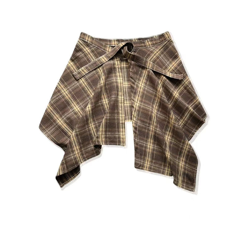 Plaid Tie Side Wrap Skirt - DippedShop Wholesale - #7843