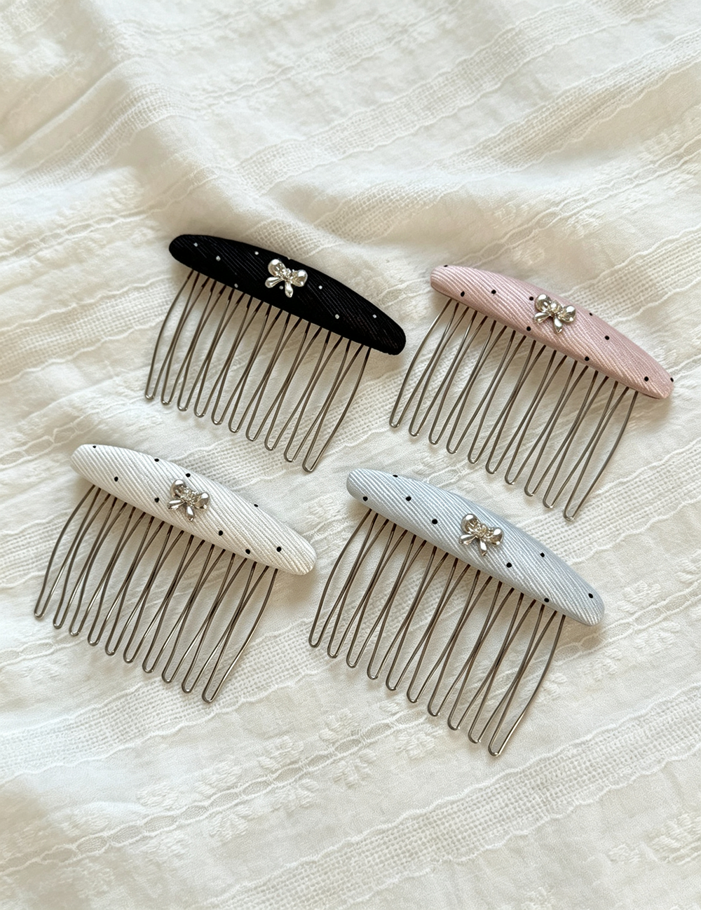 Bow Polka Dot Oval Comb Clip MK2MBEP6W6HPN03