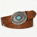 Vintage Western Turquoise Oval Buckle Belt 6W6JBT224