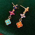 Sweet Rhinestones Floral Pendant Drop Earring 6W6JER817