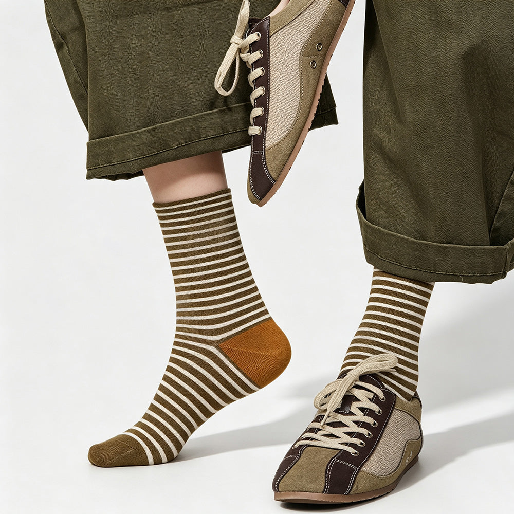 Color Block Striped Crew Socks - DippedShop Wholesale - #3427