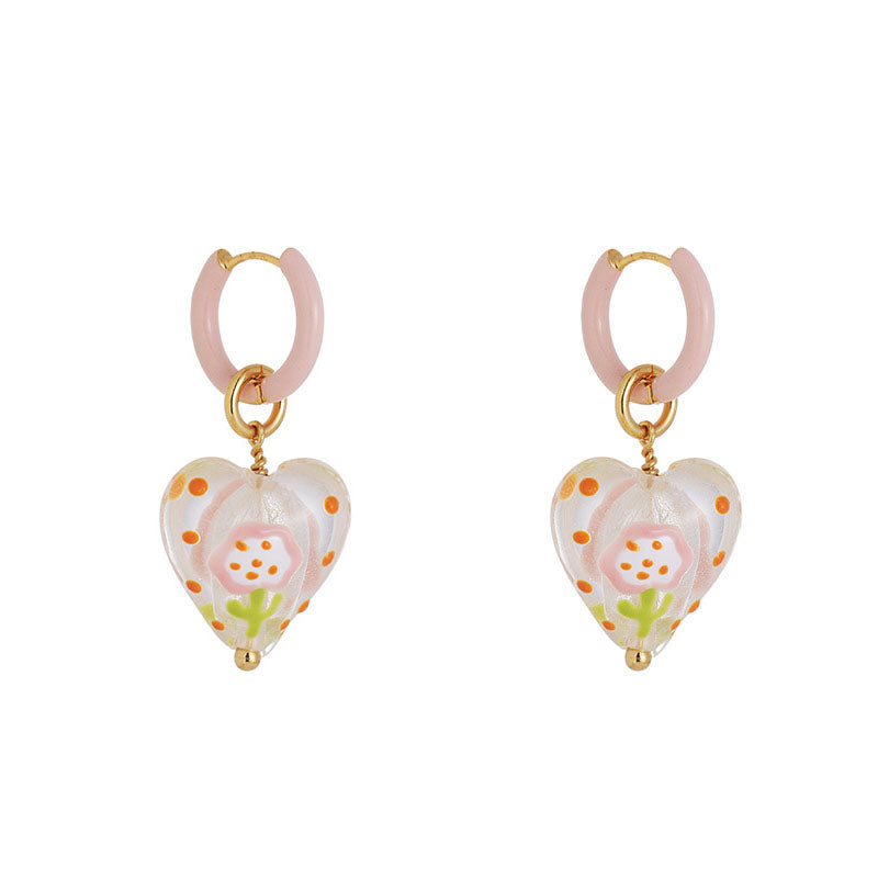 Heart Dangle Hoop Earrings - DippedShop Wholesale - #0307
