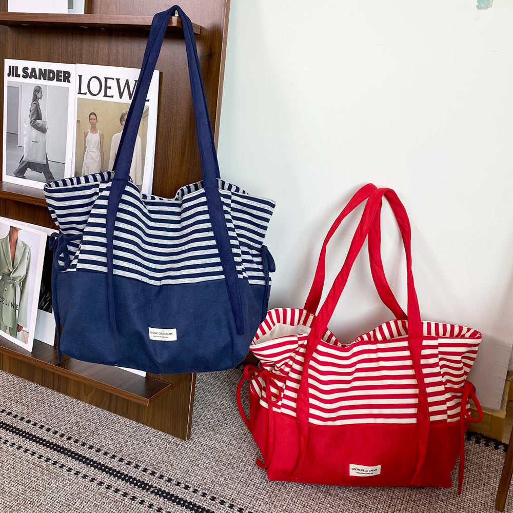 Contrast Striped Tote Bag - DippedShop Wholesale - #8579