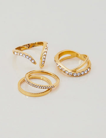 Trendy Rhinestone Gold Plated Geometric Ring DP25E738