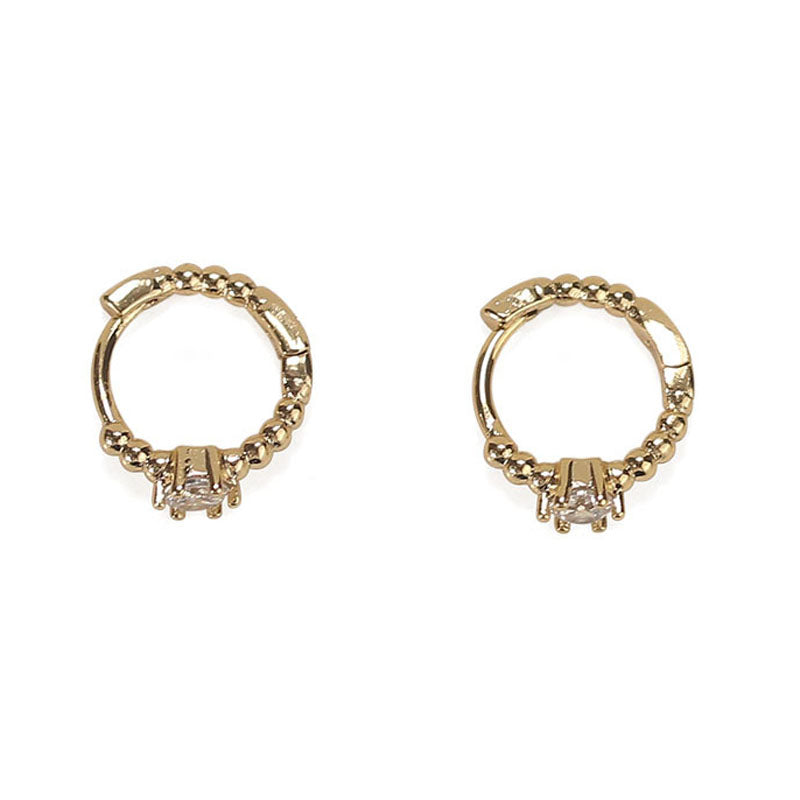 Gold Plated Rhinestone Hoop Earrings - DippedShop Wholesale - #8739