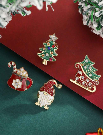 Trendy Rhinestone Cartoon Christmas Brooch DP25G620
