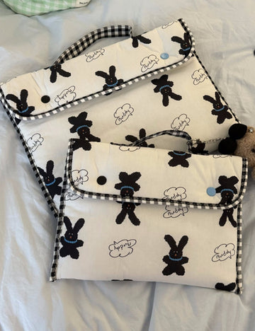 Cute Rabbit Plaid Laptop Ipad Bag DPB2908