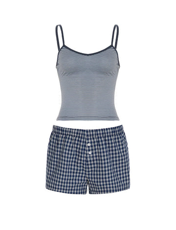 Simple Striped Spaghetti Strap Shorts Set DP25F550
