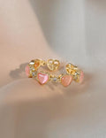 Pink Cat's Eye Heart Ring - DippedShop Wholesale - #1811