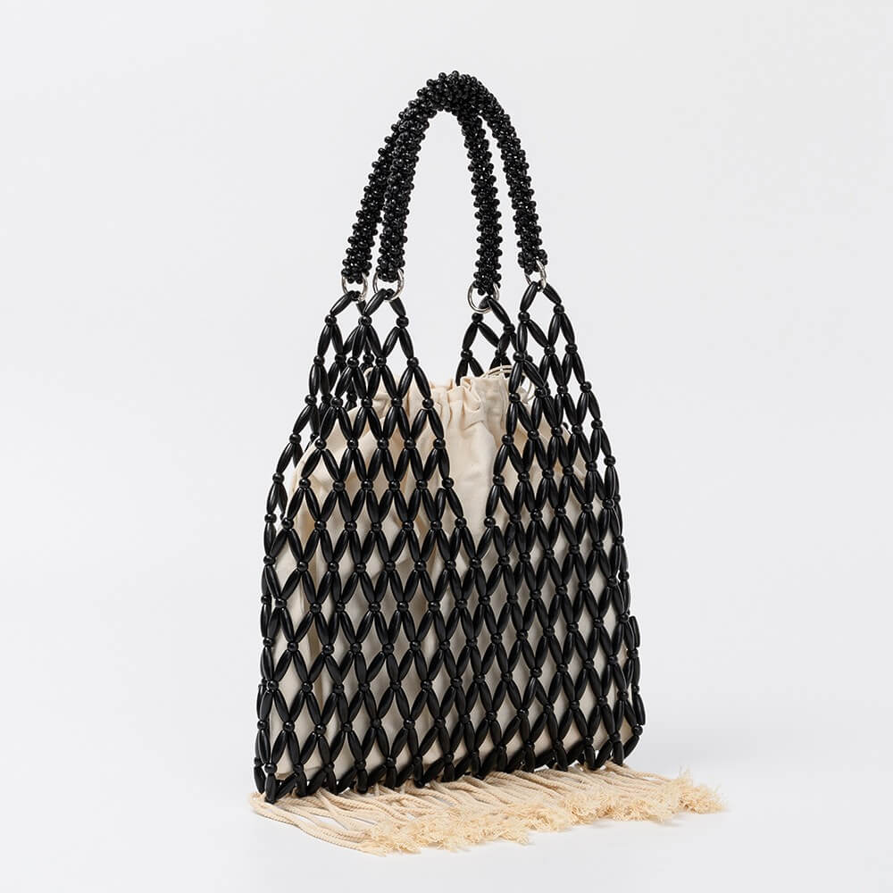 Tassel Wooden Handbag Bead Beach Bag DP25B744