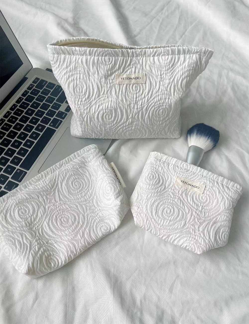 Minimalist Rose Embossed Makeup Bag - DippedShop Wholesale - #8467