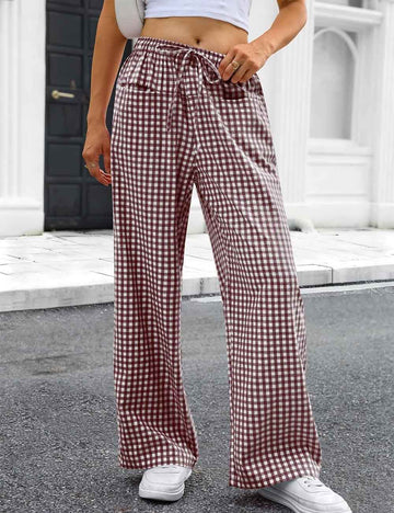 Vintage Plaid Wide Leg Pants - DippedShop Wholesale - #1539