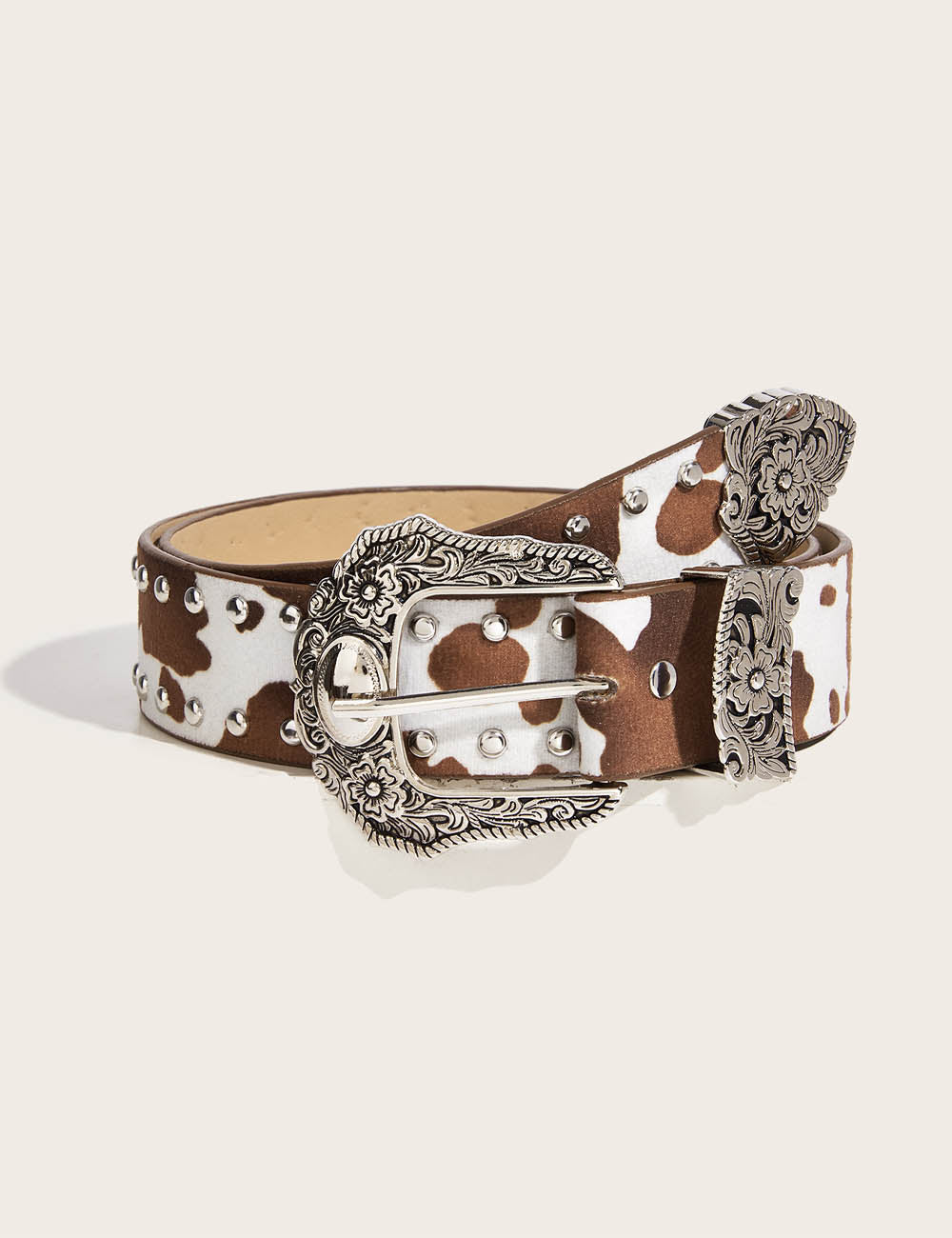 Trendy Animal Print Studded Metal Buckle Belt MK2LEEP6W6JBT49