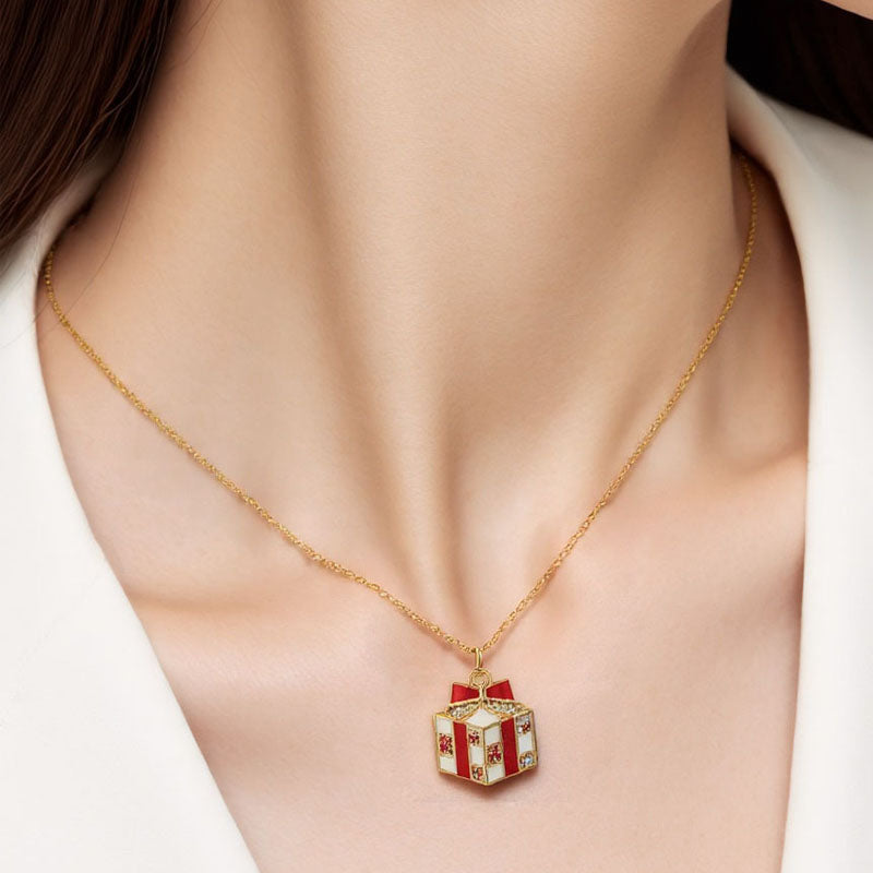 Simple Christmas Pendant Enamel Necklace DP25G787