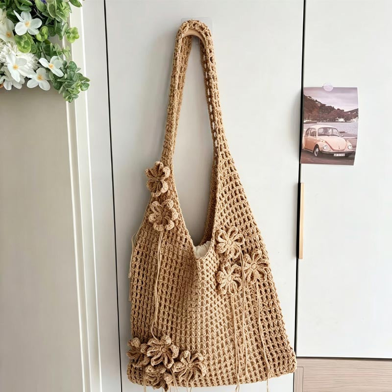 Crochet Flower Beach Tote Bag - DippedShop Wholesale - #6947