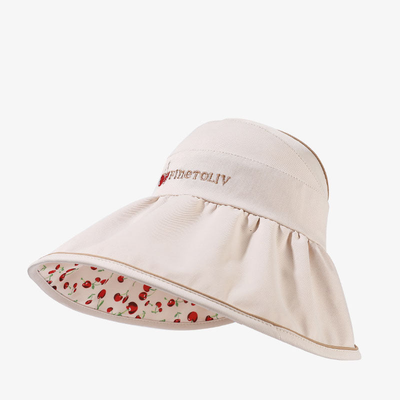 Casual Reversible Embroidery Wide Brim Sun Hat 8BK6HAT168T