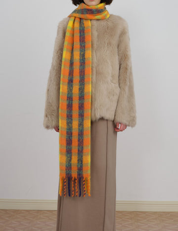 Minimalist Plaid Wool Blend Winter Knit Scarf DP25H671